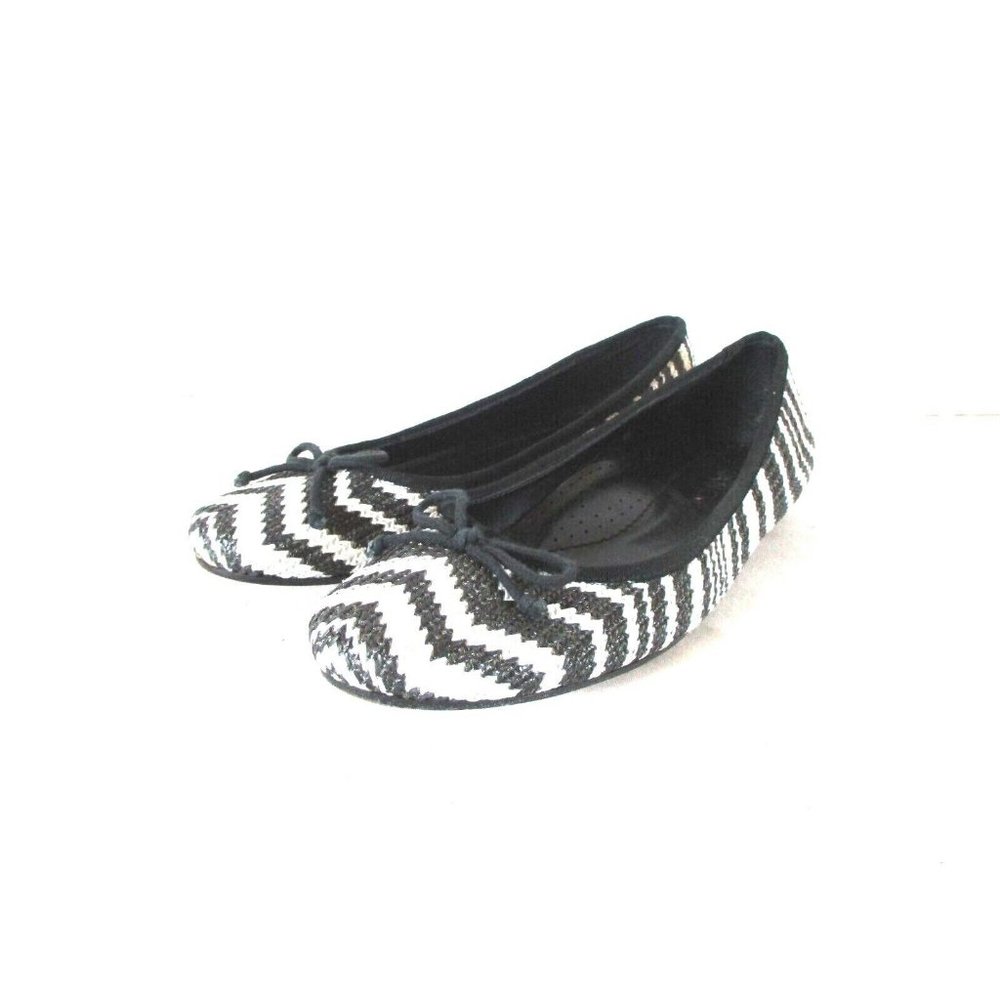 Vaneli Black White Bow Flat Loafer Slip On Comfort Shoe Women's 9M (SW19)pm1